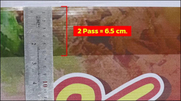สาธิต VDO การพิมพ์แบบ 2 pass ความกว้างอยู่ที่ 6.5 cm.