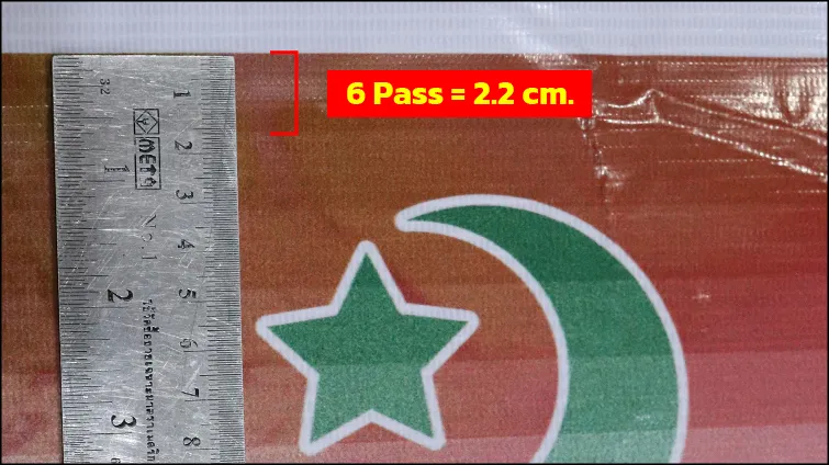สาธิตการพิมพ์แบบ 6 pass ความกว้างอยู่ที่ 2.2 cm
